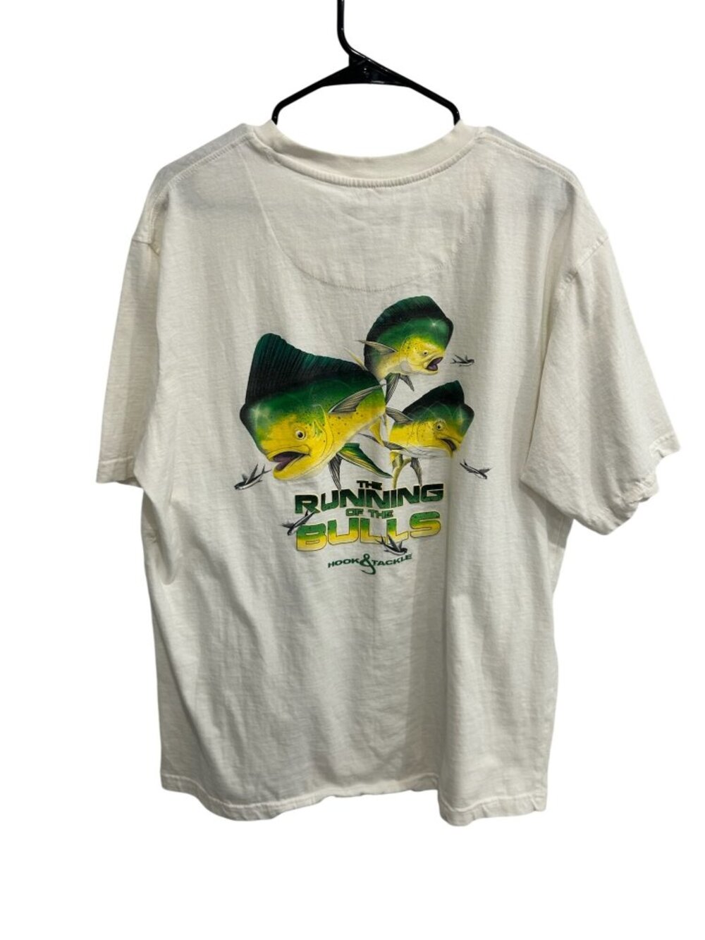 Hook & Tackle XL White Cotton Graphic T-Shirt Back Pocket Naturecore Nomadcore